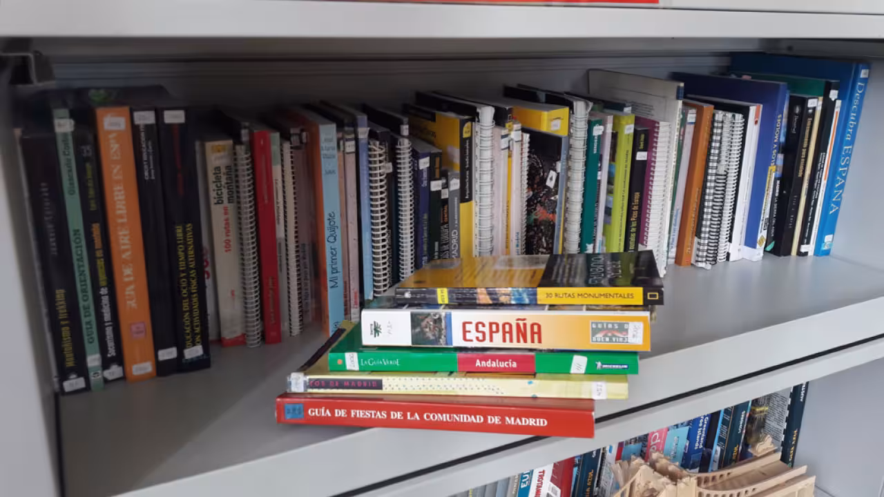 Estantería con libros de España