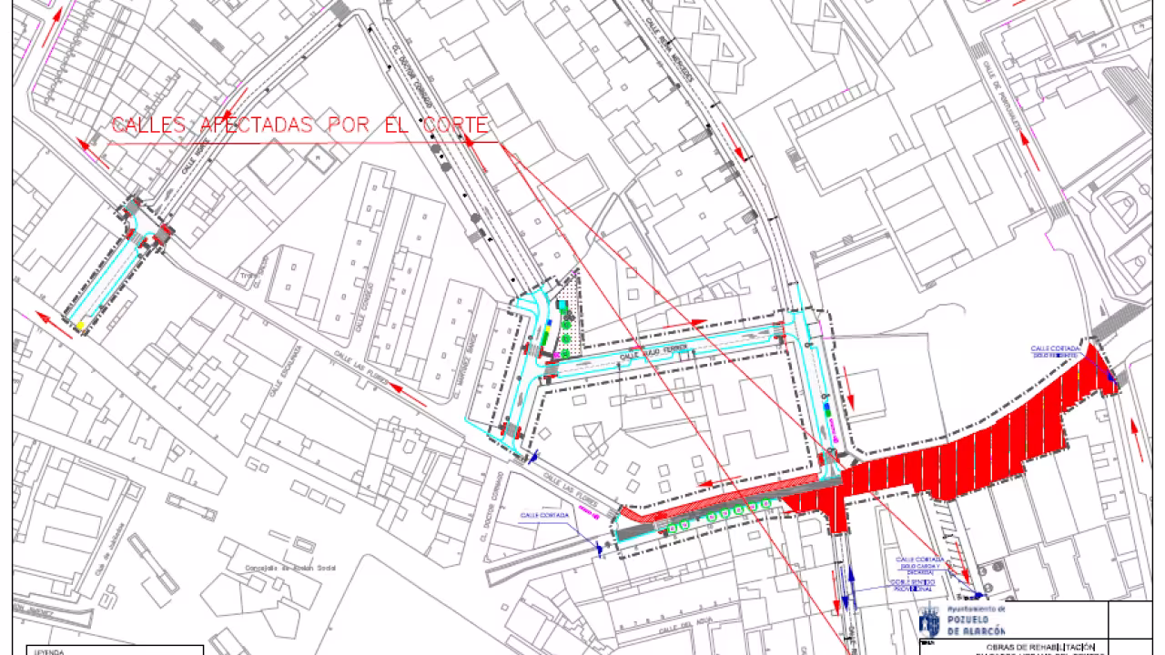 Plano indicativo de los cortes de tráfico